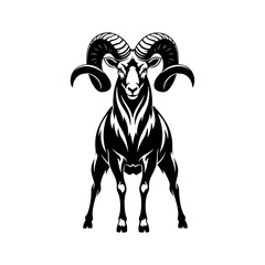 Majestic Ram: Bold Black and White Vector Illustration
