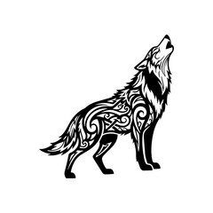 Howling Wolf Tribal Tattoo Design