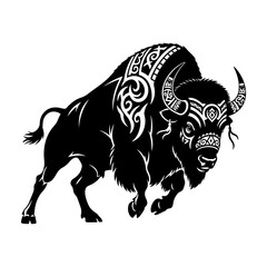 Tribal Bison Silhouette: Wild Strength and Heritage