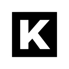 Bold Letter K in Black Square: Minimalist Graphic Design