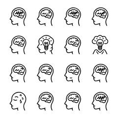 High Quality Mind, brain concept line icon set