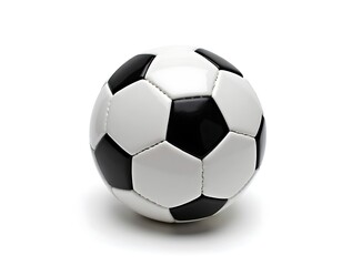 A classic black and white soccer ball isolated on a clean white background shot