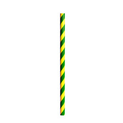 Green and Yellow Striped Straw on Transparent Background