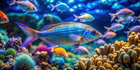 Vibrant Reef Inhabitants Swimming Amongst Colorful Coral and Marine Life