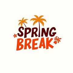 Spring break themed design with palm trees and floral accents for vacation
