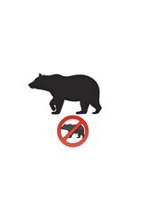 No bears allowed sign with a walking bear silhouette on a white background