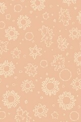 Peach background with floral and circular pattern in light cream color tone