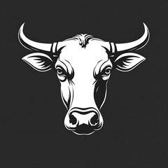 White cow head illustration on a dark background with detailed features