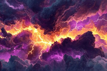 Storm clouds with vibrant lightning