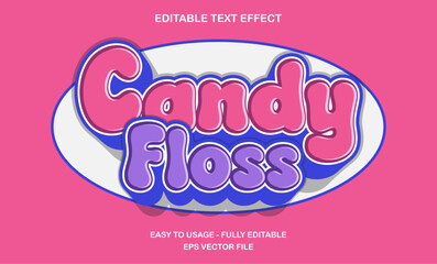 Candy floss text effect, 3d cartoon text style