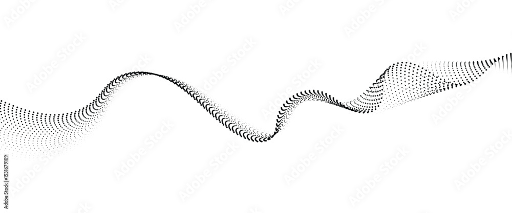 Fototapete Flowing Dot Wave halftone gradient pattern on transparent background	
