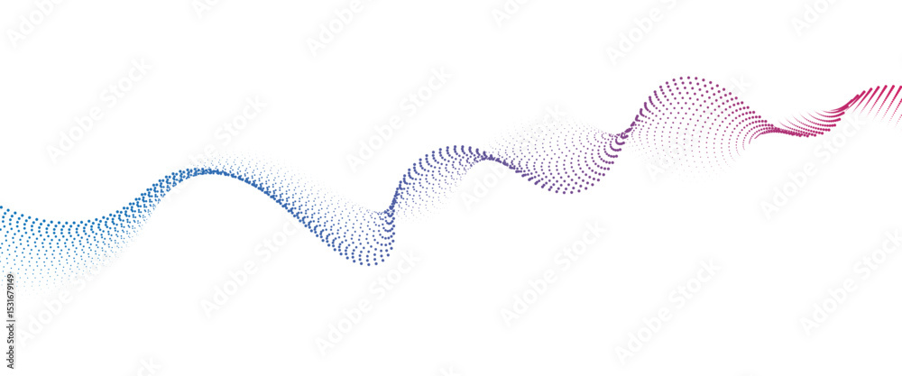 Leinwandbilder Flowing Dot Wave halftone gradient pattern on transparent background	
