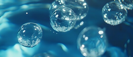 Water Bubbles in Blue Reflection