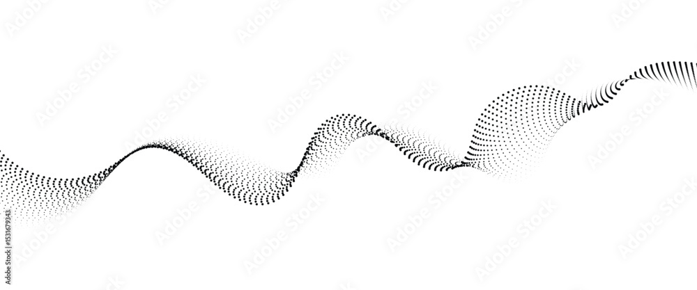 Poster Flowing Dot Wave halftone gradient pattern on transparent background	
