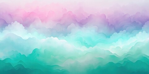 Dreamlike Pastel Cloudscape A Serene Watercolor Rendering of Rolling Hills and Soft, Ethereal Hues