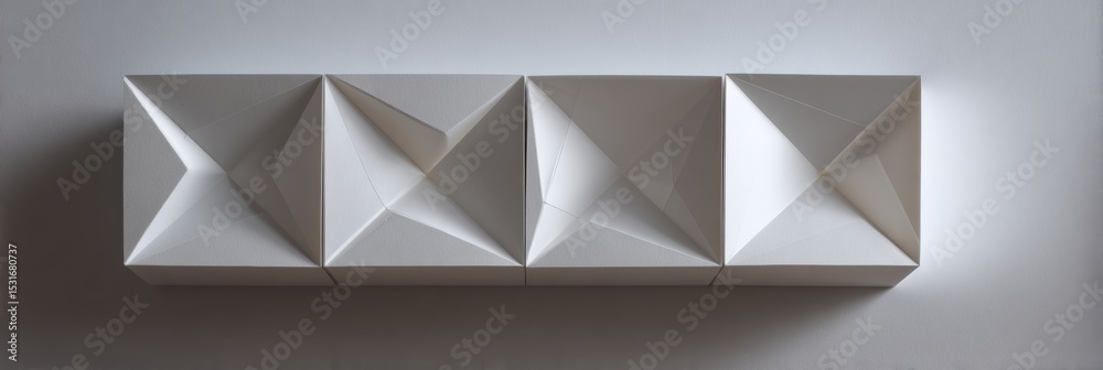 Poster tactile paper cut style bracket showcasing folded paper shadows with an empty top zone for creative 