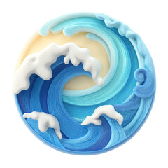 Ocean Wave Icon with Blue Water, 3D Art, and Abstract.
