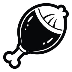 black-and-white-icon-of-chicken-leg--white-backgro.eps