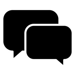 Naklejka premium Message Center - Glyph Black Fill Silhouette icon - Two overlapping chat bubbles indicating conversation, messaging, or general communication