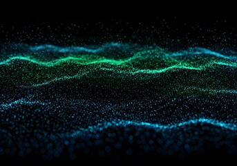 Abstract Teal and Green Particle Wave Background