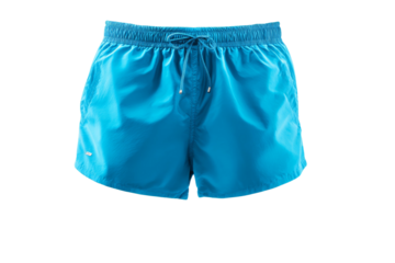 A blue swimsuit with a white logo on the front