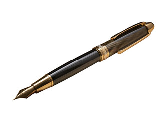 Naklejka premium Elegant luxury pen isolated on white background, close-up of writing instrument with metallic finish, premium office accessory for branding and design