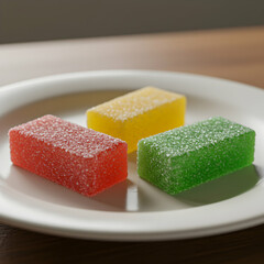 Vibrant Fruit Jellies: A Close-Up of Delicious Rectangular Candies