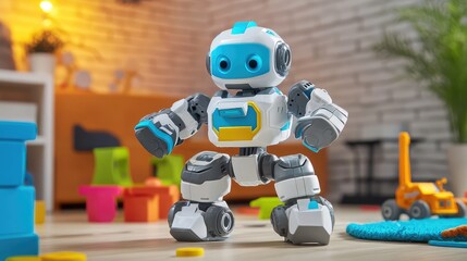 Fototapeta premium A robot is standing on a wooden floor