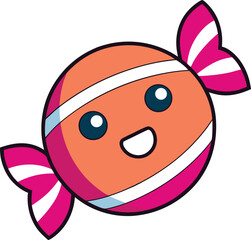 Colorful Cartoon Candy Illustration with a Happy Expression for Fun and Delicious Design Projects and Children's Artwork