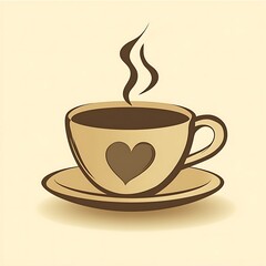 Obraz premium A steaming cup of coffee with a heart design on a saucer