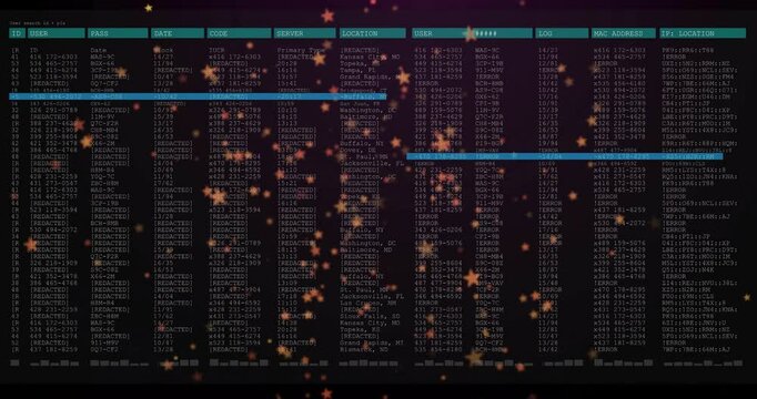 On launch interface showing log table highlighting rows for review while stars drifting over screen