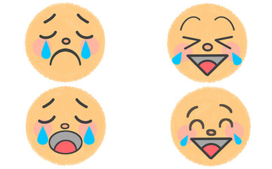 いろんな泣き顔のイラストアイコンセット
