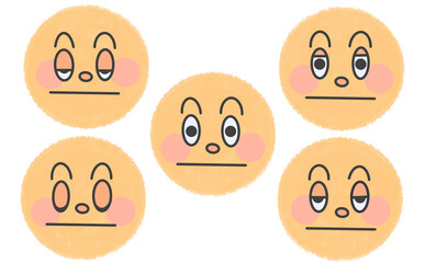 眠たい顔のイラストアイコンセット