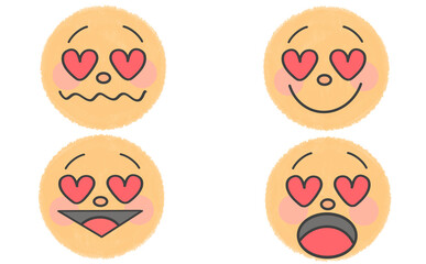 目がハートのアイコンイラストセット
