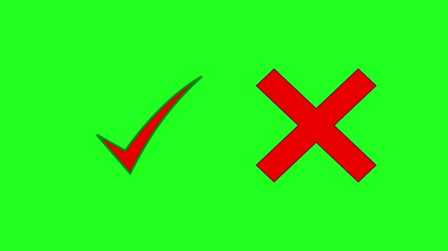 Choice and Consequence: A striking pair of symbols, a vibrant check mark and a bold X, are set against a vivid green backdrop, perfectly encapsulating the concepts of right versus wrong.