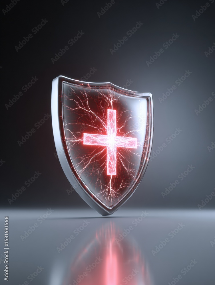 Aufkleber Antivirus Shield With a Pulsing Effect Deflecting a Phishing Bug in a Digital Security Representation