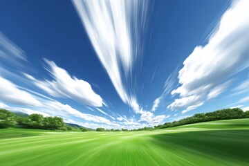 Dynamic Timelapse of Abstract Sky and Landscape with Greenery and Dramatic Cloud Patterns
