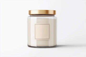 Jar candle with a gold lid on a white background