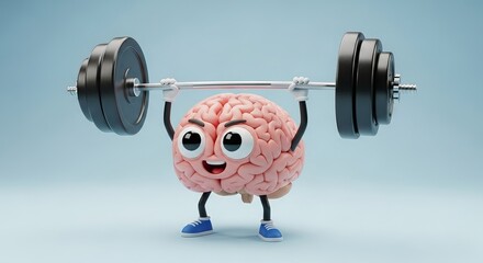 Animated Brain Lifting Weights with Determination