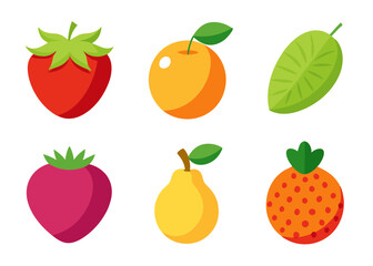 Simple flat design fruit icons set