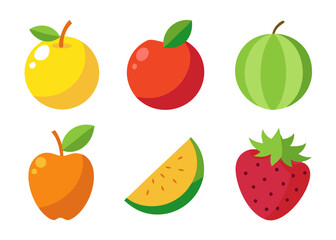Simple flat design fruit icons set