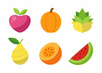 Flat design fruit and vegetable icons set