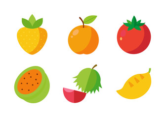 Collection of flat style fruit icons