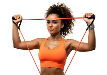Fototapeta premium Fitness with resistance band athletic woman workout exercises