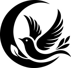 Fototapeta premium vector illustration of flying dove symbol logo icon for peace mascot and growing company rising high