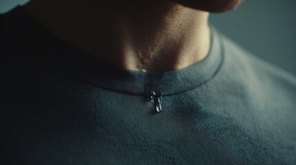 Single drop of sweat trickles down the athlete's neck, highlighting the physical exertion and dedication of intense training in cinematic close up