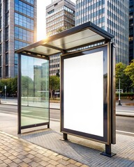 Modern City Bus Stop Advertising Blank Billboard Mockup for Urban Marketing Campaigns