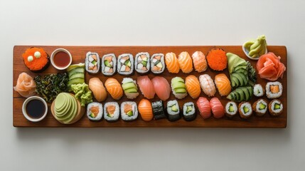 Extensive sushi platter assortment