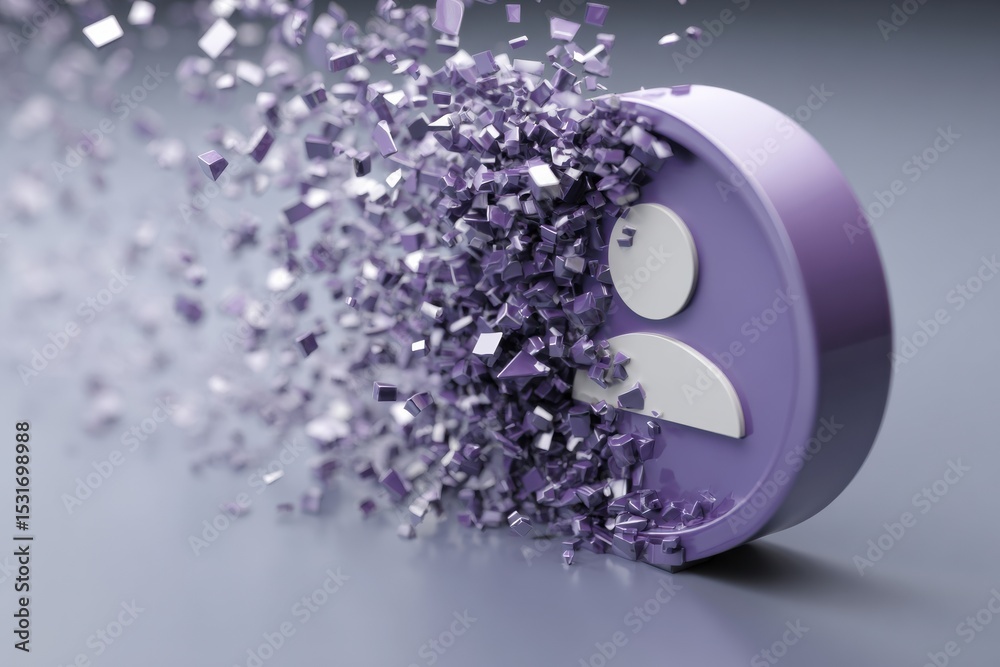 Poster User Icon Experiences a System Crash With Pieces Disintegrating on the Left Side, Showcasing Digital Malfunction