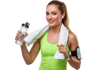 Athletic Woman With Water Bottle After Training Workout